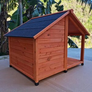 L Timber Pet Dog Kennel House Puppy Wooden Timber Cabin 130x105x100cm Brown