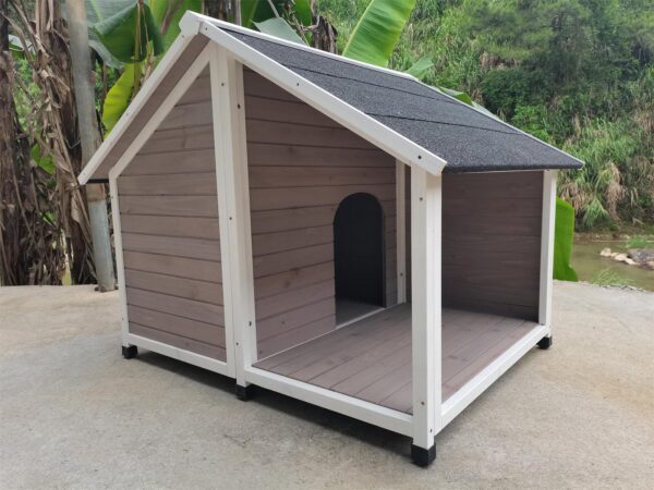 L Timber Pet Dog Kennel House Puppy Wooden Timber Cabin 130x105x100cm Grey