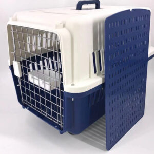 Navy XXL Dog Puppy Cat Crate Pet Carrier Cage W Tray  Bowl & Removable Wheels