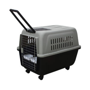 Large Plastic Kennels Pet Carrier Dog Cat Cage Crate With Handle and Wheel Black