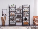 YES4HOMES Industrial Vintage Shelf Bookshelf  Wood and Metal Bookcase Furniture for Home & Office