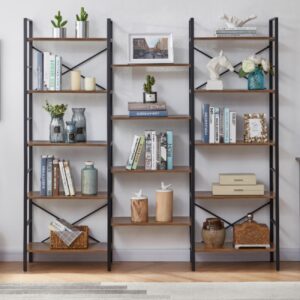 YES4HOMES Industrial Vintage Shelf Bookshelf  Wood and Metal Bookcase Furniture for Home & Office