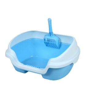 Small Portable Cat Rabbit Toilet Litter Box Tray with Scoop Blue