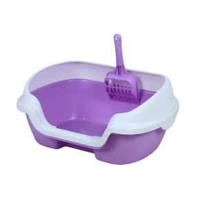 Small Portable Cat Kitten Rabbit Toilet Litter Box Tray with Scoop Purple