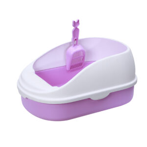 Medium Portable Cat Toilet Litter Box Tray with Scoop Purple