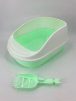 Large Portable Cat Toilet Litter Box Tray House with Scoop Green