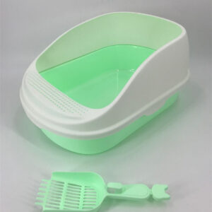 Large Portable Cat Toilet Litter Box Tray House with Scoop Green