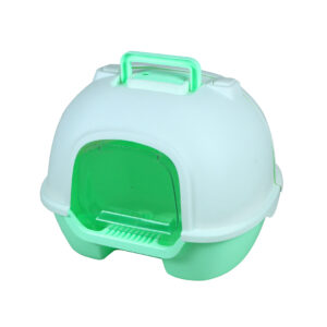 Portable Hooded Cat Kitten Toilet Litter Box Tray House with Handle and Scoop Green