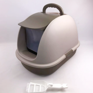 XL Portable Hooded Cat Toilet Litter Box Tray House w Charcoal Filter and Scoop Brown