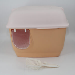 XL Portable Hooded Cat Toilet Litter Box Tray House with Handle and Scoop Orange