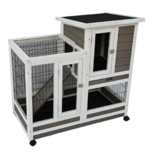 Rabbit Hutch Cat House Cage Guinea Pig Ferret Cage With Wheels