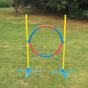 Portable Adjustable Dog Puppy Training Practice Jump Tyre Agility Post