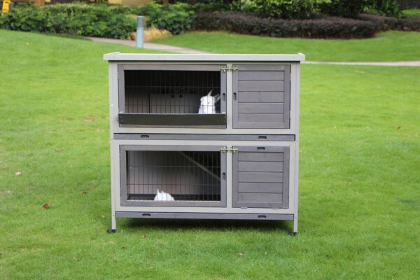 110cm XL Double Storey Rabbit Hutch Guinea Pig Cage   Ferret Cat cage W Wheel & Pull Out Tray