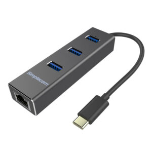 CHN411 Aluminium USB Type C to 3 Port USB 3.0 Hub with Gigabit Ethernet Adapter Black