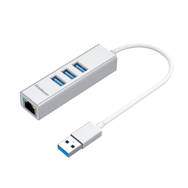 CHN420 Aluminium 3 Port SuperSpeed USB HUB with Gigabit Ethernet Adapter Silver