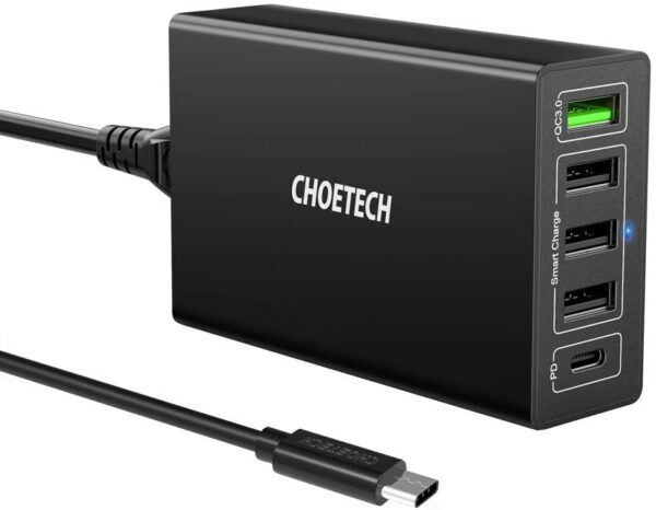 Q34U2Q 5-Port 60W PD Charger with 30W Power Delivery and 18W Quick Charge 3.0