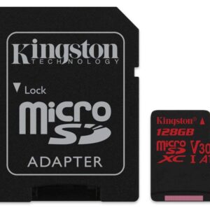 KINGSTON  Canvas React: MicroSD 128GB   100MB/s read and 70MB/s write with SD adapter  SDCR/128GB