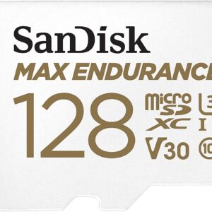 Max Endurance Microsdxc Card SQQVR 128G (60 000 HRS) UHS-I C10 U3 V30 100MB/S R 40MB/S W SD Adaptor SDSQQVR-128G-GN6IA