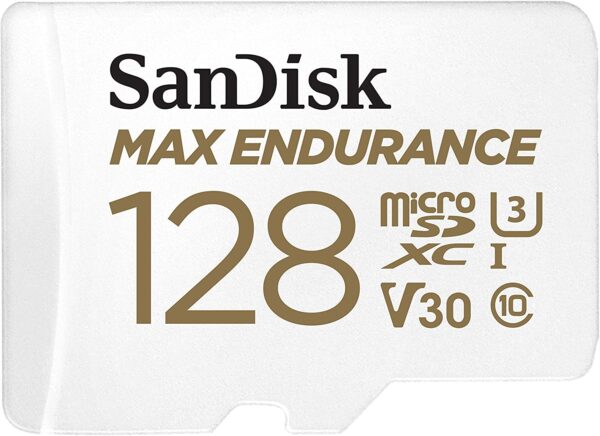 Max Endurance Microsdxc Card SQQVR 128G (60 000 HRS) UHS-I C10 U3 V30 100MB/S R 40MB/S W SD Adaptor SDSQQVR-128G-GN6IA