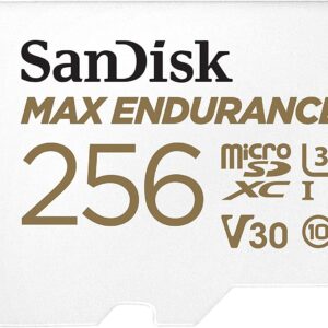 Max Endurance Microsdxc Card SQQVR 256G (120 000 HRS) UHS-I C10 U3 V30 100MB/S R 40MB/S W SD Adaptor SDSQQVR-256G-GN6IA