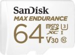 Max Endurance Microsdxc Card SQQVR 64G (30 000 HRS) UHS-I C10 U3 V30 100MB/S R 40MB/S W SD Adaptor SDSQQVR-064G-GN6IA