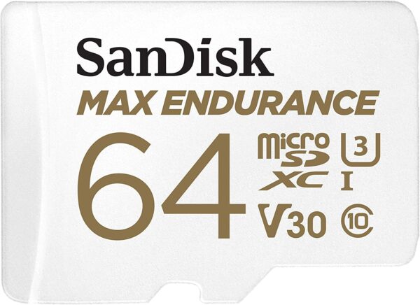 Max Endurance Microsdxc Card SQQVR 64G (30 000 HRS) UHS-I C10 U3 V30 100MB/S R 40MB/S W SD Adaptor SDSQQVR-064G-GN6IA