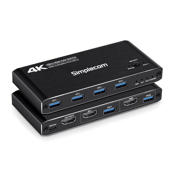 KM420 2-Port HDMI KVM Switch HDMI 2.0 4K@60Hz 4-Port USB 3.0 Hub 5Gbps