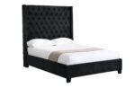 Ella Winged Bed 180cm - Queen Size - Black Velvet