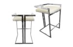 Arya Bar Stool in White with Silver Frame