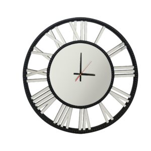 Decorative Beaded Mirrored Clock- Black Beaded 75cm