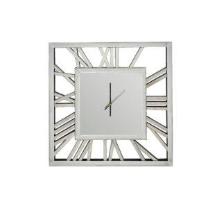 Decorative silver mirrored clock - 60cm