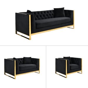 William Lounge - Black Velvet - Gold Trims