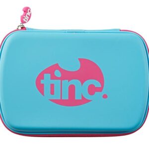 Two-Colour Hard Top Pencil Case : Blue With Pink Zip