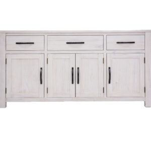 Foxglove Buffet Table 158cm 4 Door 3 Drawer Solid Mt Ash Timber Wood - White