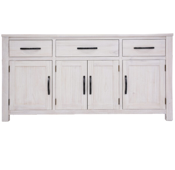 Foxglove Buffet Table 158cm 4 Door 3 Drawer Solid Mt Ash Timber Wood - White