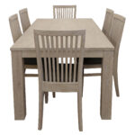 Foxglove 7pc Dining Set 190cm Table 6 PU Seat Chair Solid Mt Ash Wood - White