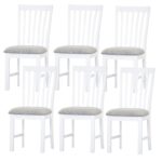 Laelia Dining Chair Set of 6 Solid Acacia Timber Wood Coastal Furniture - White