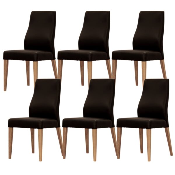 Rosemallow Dining Chair Set of 6 PU Leather Seat Solid Messmate Timber - Black