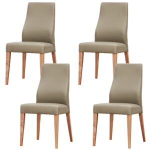 Rosemallow Dining Chair Set of 4 PU Leather Seat Solid Messmate Timber - Silver