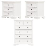 Celosia 2pc Bedside Tallboy 3pc Bedroom Set Nightstand Storage Cabinet - White