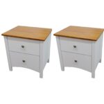 Lobelia Bedside 2pc Bedroom Set Drawers Nightstand  Storage Cabinet - White