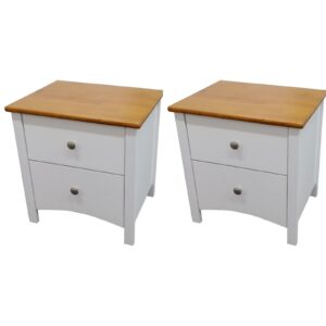 Lobelia Bedside 2pc Bedroom Set Drawers Nightstand  Storage Cabinet - White