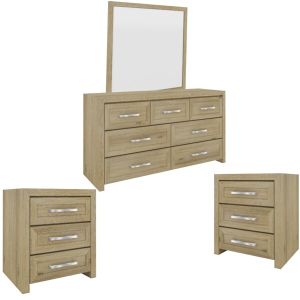 Gracelyn Set of 2 Bedside 3 Drawers Dresser Mirror Bedroom Cabinet - Smoke