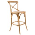 Aster Crossback Bar Stools Dining Chair Solid Birch Timber Rattan Seat - Oak