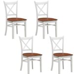 Lupin Dining Chair Set of 4 Crossback Solid Rubber Wood Furniture - White Oak