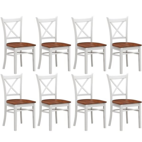 Lupin Dining Chair Set of 8 Crossback Solid Rubber Wood Furniture - White Oak