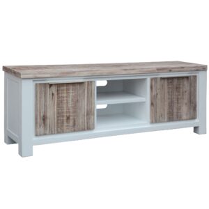 Plumeria ETU Entertainment TV Unit 176cm 2 Door Solid Acacia Timber -White Brush