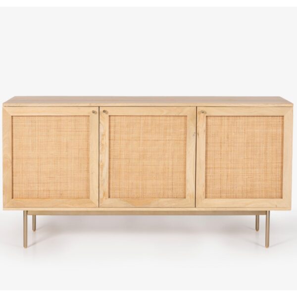 Martina Buffet Table Sideboard 145cm 3 Door Solid Mango Wood Storage Cabinet