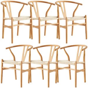 Anemone  Set of 6 Wishbone Dining Chair Beech Timber Replica Hans Wenger Natural