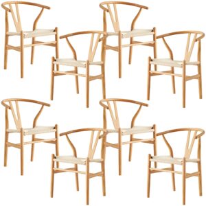 Anemone  Set of 8 Wishbone Dining Chair Beech Timber Replica Hans Wenger Natural